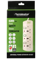 Terminator 3 Way Universal Power Extension Socket 13A 3M Esma Approved