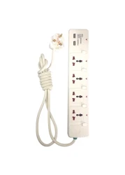 سيروكو بأربعة اتجاهات مقبس تمديد الطاقة مع منفذ أو أس بي -أبيض- 2 متر