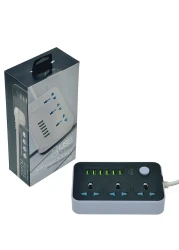 Generic Anti-Static 3 Power Socket 2500W, 10A Max, 250V, 6 USB Ports Auto Max 3.4A 17W Output with 6Ft Extension Cord Cable