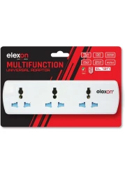 Elexon 3 Way Multi Universal Adaptor Socket White