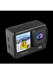 Porodo Lifestyle Waterproof 4K &amp; 30fps Action Camera 120&deg; Wide View Angle 16 MP HD Photos Dual Screen Display Multi Shoting Water Proof 900mAh Long Battery Life WiFi Support - Black