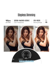 Generic-18 Inch Dimmable SMD LED Ring Light Kit 48W Stepless Brightess Adjustment 3200K-5600K Lighting Ringlight with Tripod Stand Carrying Bag Cell Phone Holder Hot Shoe Adapter for YouTube Video