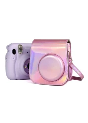 O Ozone Holographic Case For Fujifilm Instax Mini 11 Case Pu Leather Instant Camera Cover With Adjustable Strap [ Designed Cover For Fujifilm Instax Mini 11 Instant Camera Bag ] - Pink