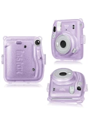 حافظة اوزون شفافة لكاميرا فوجي فيلم انستاكس ميني 11 مع حزام قابل للتعديل (صُممت حافظة لامعة لحافظة انستاكس ميني 11) - ارجواني لامع