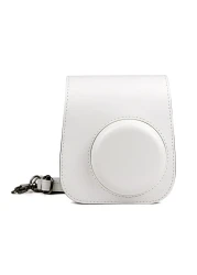 حافظة اوزون لحافظة فوجي فيلم انستاكس ميني 11 من جلد بي يو مع حزام قابل للتعديل [غطاء مصمم لحقيبة الكاميرا الفورية فوجي فيلم انستاكس ميني 11] - ابيض