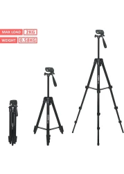 COOPIC T530 Photography lightweight Tripod, 134 cm / 52.5 Inch Aluminum Lightweight Portable Tripod With Mobile Holder for SLR/DSLR Camera, Smartphone&rsquo;s, DV Video (Maximum Load 2kg