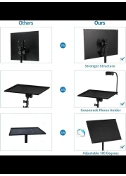 Projector Stand,Laptop Tripod Stand Adjustable Height up to 47.2 Inch with Gooseneck Phone Holder, Portable for Outdoor Movies-Detachable Computer DJ Racks Holder Mount