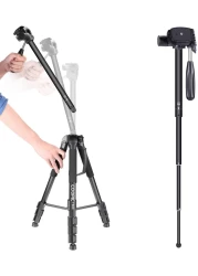 COOPIC T800 2 in 1 Tripod and Monopod 69.5/176.5cm Lightweight Portable Tripod for SLR/DSLR Cameras with tripod bag (Max Load 4Kg)