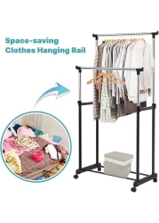 Fitto Clothes Drying Foldable Stand - Adjustable &amp; Space-Saving, Black, Portable Laundry Rack for Indoor &amp; Outdoor Use