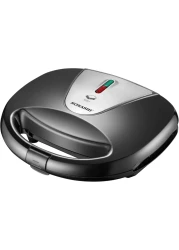 Sonashi 2 Slice Sandwich Maker With Non-Stick Plates, Overheat Protection, Power On/Off And Ready Indicator, Perfect For Breakfast, 750W, SSM-884, Black/Silver