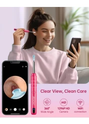 Ear Wax Removal Tool Camera 1296P HD Scope and 6 LED Lights Ear Cleaner with Camera Ear Cleaning Kit Earwax Remover Tool with 10 Spoon