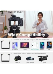 Saramonic Wireless Lavalier Microphone Blink100 B1 2.4Ghz Wireless Microphone With Transmitter &amp; Receiver For DSLR Cameras, iPhone, iPad And Android, 164Ft Range, Lapel Mic For Recording, Teaching