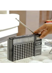 Olsenmark Portable Radio with 3 Band - Rechargeable Battery, Bluetooth USB, TF, &amp; MP3, Comfortable Handle, Karaoke Function - Recorder - Microphone Retro Style Radio, 2 Years Warranty