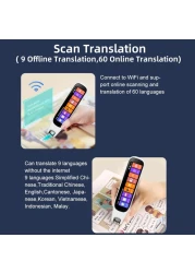 Translation Pen Scanner Text to Speech Device OCR Digital Pen Reader Exam Reading Pen for StudentsDyslexia Wireless Language Translator for Travelers International Business Personnel WHITE