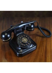 Sprintee Black Vintage Retro Telephone, Classic Old-Fashioned Landline Phone with Rotary Dial, Vintage Decorative Telephone for Home and Office Décor