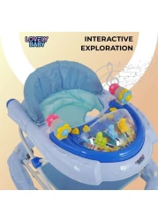 Lovely Baby Foldable Kids Walker BW04 with Adjustable Height, Musical Toys, Rotating Wheels, Comfortable &amp; Safe Activity Walker for Toddlers, Small Infant Boy Girl 6-18 months - Blue