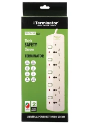 Terminator 5 Way Universal Power Extension Socket With 13A Plug And 5M Esma Approved