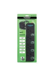 Terminator 4 Way Universal Power Extension Socket With Overload Protection, Green Border Switches, Indicators and 3M Cable (TPB 324B-3M)