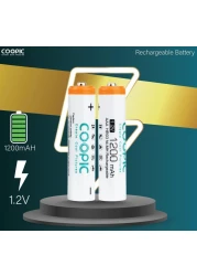 COOPIC Create Cool Pictures Rechargeable AAA Batteries, 1200mAh High Capacity Batteries 1.2V HR03 NiMH Low Self Discharge (4pcs)&hellip;