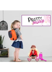 Kidwala blond hair poseable doll with hat, leopard dress &amp; red jacket pretty angelia 14inch size with accessories toys for girls