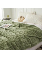 Luna Home Throw Blanket Super Soft, Green Color, Woven Style