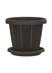 كوزموبلاست سيدارغرين وعاء للزهور مع صينية 6 بوصة - بني داكن