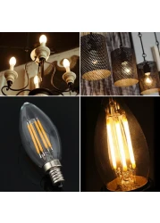 Generic-4W LED Light Bulb 2700K Warm White E14 Base Candelabra Bulb LED Lamp 40W Equivalent Clear Filament Vintage Style LED Light Bulb