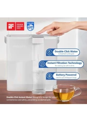 PHILIPS GoZero Nextgen Instant Water Filter Pitcher Rechargeable Battery MircoX Clean Technology 3L 12 Cups 1Lmin Fast Flow Countertop Filtered Water Purifier Jug for Tap Water 1 Filter