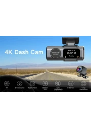 Smart Dash Cam 4K WiFi GPS - Front and Rear Car Camera with App, 4K Ultra HD Dash Camera, USB Easy Setup, Loop Recording, Night Vision, Parking Mode