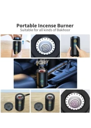 Portable USB Rechargeable Electric Incense Burner with Full Holy Quran Speaker, Remote Control, Bukhoor Diffuser for Car, Home, Office, and Travel Use ACHAS Premium Design
