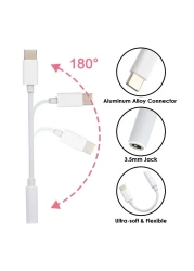 Docooler - USB C to 3.5mm Headphone Jack Adapter with Digital Audio Cable Type C Jack Adapter for HUAWEI XIAOMI OPPO SAMSUNG
