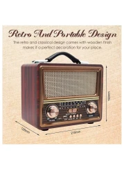 Portable Radio FM AM SW Retro Kitchen Stereo Multiple Power Supply Powerful Functional Audio Bluetooth Radio Support TF Card USB Disk Speaker Playback for Outdoor Indoor