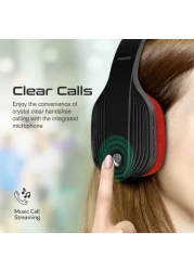 بروميت سماعات بلوتوث لاسلكية، عزل الضوضاء عالي الأداء فوق الاذن سلكي/لاسلكي بلوتوث v5.1 مع ميكروفون، راديو FM، وقت تشغيل 10 ساعات، فتحة بطاقة TF ومقبس 3.5 ملم، تيرا