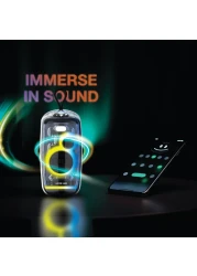 سماعة بورودو جرين لاين Palma Pro اللاسلكية، إضاءة RGB، Bluetooth 5.2، 2 * 8 واط طاقة، مقاومة للماء IPX6، 7 ساعات وقت تشغيل، بطارية 2400mAh، دعم TWS/FM/TF Card/USB، شحن Type-C - أسود
