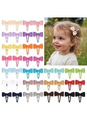 Ruyaa Hair Clips 40Pack Premium Quality Lightweight Hair Bows Snap Clips in 20 Colors Baby Barrettes Hair Pins Hair Bows for Pigtails Hair Accessories for Kids Children