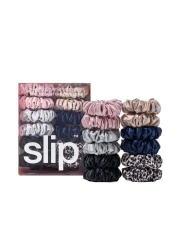 SLIP 100 Pure 22 Momme Mulberry Silk Minnie Scrunchies Classic Set of 12 in Pink Caramel Silver Navy Leopard Black