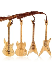 wocoxo Handmade Natural Bamboo Bookmark with TasselsUnique Vintage Style Reading Page Markers Bookmarks 4PCS Guitar Style