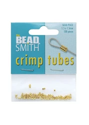 The Beadsmith Tube Crimp Beads 15 x 15mm 100 pieces Gold Color Uniform Cylindrical Shape No Sharp Edges Designed to Secure the Ends of Jewelry Stringing Wires and Cables