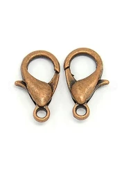 100 Pack CleverDelights Lobster Clasps 12x6mm Antique Copper Color
