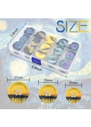 80Pcs Resin Sewing Buttons 4Hole Scenery Oil Painting Style 5 Color 3 Size for Sweaters Jacket Sleeves Blazer and Pants Sport Coat Uniform Crafting Replacement