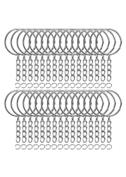 REEMTOO 50PCS Bulk Keychains Set Split Keychains Rings with Chain 1 inch Key Rings Key Chain Rings Keychains Ring Parts with Open Jump Ring and Connector