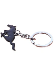Generic Black Running Horse Emblem Badge Key Chain
