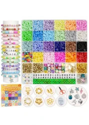 FZIIVQU 6100Pcs Clay Beads Bracelet Making Kit for Girls 24 Colors Friendship Bracelet Beads Kit with Letter Beads Polymer Heishi Bead for Jewelry Making