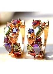 Aiwanto Necklace Set Earring Necklace Ring Set for Women's Colorful Zircon Necklace Earrings set Necklace Earring Set Gift for Wife Girlfriend