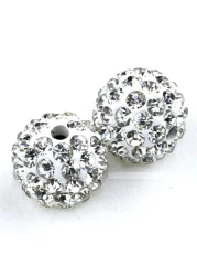 RUBYCA Pave Czech Crystal Disco Ball Clay Beads fit Shamballa Jewelry 20pcs 12mm White Clear