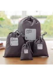 Aiwanto 4pcs/sets Waterproof Drawstring Pouch Storage Bags Travel Shoe Laundry Cosmetic (Coffee)