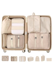 مجموعة تخزين السفر وتنظيم الأمتعة من Mei Homecenter مكونة من 7 قطع - حقائب تعبئة الملابس للسفر، باللون الوردي