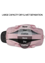 حقيبة صالة الألعاب الرياضية مع جيب للأحذية، حقيبة رياضية مع جيب مقاوم للماء للمناشف المبللة، حقيبة سفر من القماش الخشن للرجال والنساء من ماهمير (بينك)، زهري