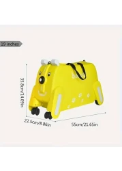 Children's Ride-On Suitcase with Wheels - Cute Cartoon Rolling Luggage for Kids, Travel &amp; Outdoor Fun(Yellow)