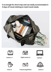 Mei Stylish Large Capacity Unisex Sports Gym Travel Duffle Bag with Shoulder Strap, Black